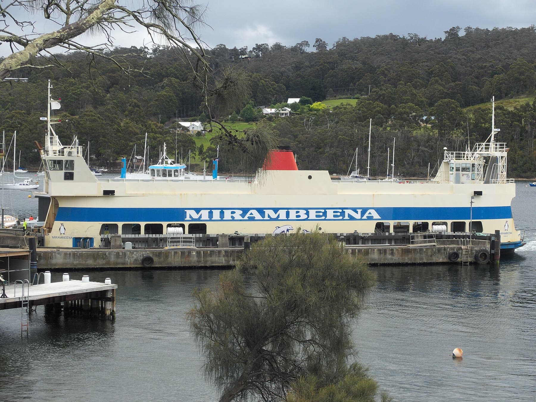 The Bruny Island car ferry Mirambeena at the Kettering terminal